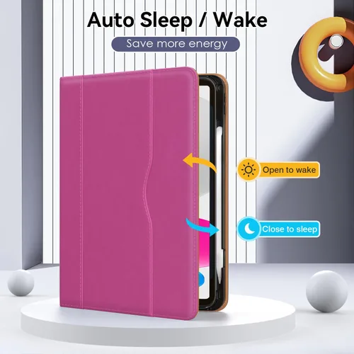 Miniatura 3 de OKP Funda para iPad de 11 pulgadas (A16) 2025 / 10ª generación 2022, para iPad 11ª/10ª de 10.9 pulgadas con funda de cuero PU de visualización Rosa
