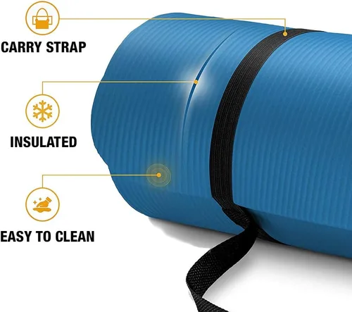 Miniatura 4 de Vandue Extra Thick 0.4" Tech Foam Exercise Yoga Mat w/Carry Strap - Non-slip, Moisture-Resistant Cushion for Pilates - Support for Stretching &
