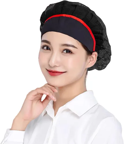 Miniatura 2 de Jaspfct 1 pieza4 sombreros de chef, para cocina, panadero, redes para el cabello, gorras para servicio de alimentos para adultos