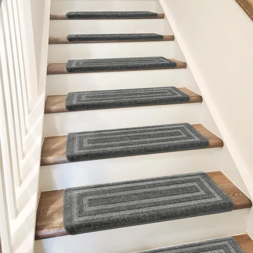 Miniatura 9 de PURE ERA Bullnose - Juego de peldaños de alfombra para escaleras, sin cinta, antideslizante, protectores de escaleras para interiores, alfombras