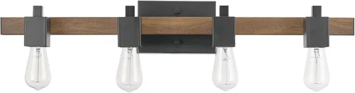 Miniatura 12 de Globe Electric 51854 Kingston - Lámpara de tocador de 3 luces, madera sintética oscura, detalles de metal galvanizado, pantalla de vidrio sembrado