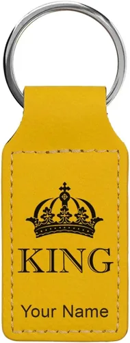 Miniatura 18 de Llavero rectangular, corona de rey, grabado personalizado incluido, Bambú