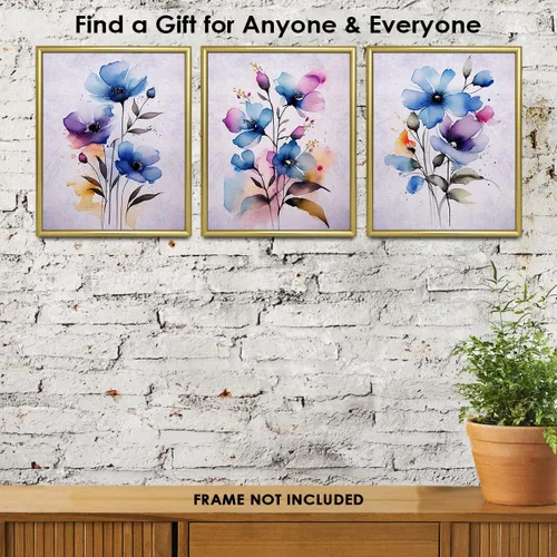 Miniatura 7 de Vintage Wild Blue Flowers Botanical Wall Art - Give Your Home A Touch of Elegance With Plant Pictures Wall Art, Unframed Set of 3, 8x10 Botanical
