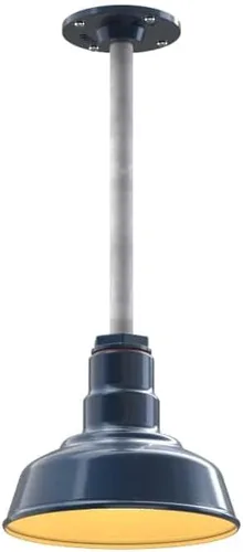 Miniatura 37 de Steel Lighting Co. Inglewood - Lámpara de granero Lámpara montada en el techo Cúpula redonda de 8 pulgadas vástago inclinado de 12 pulgadas