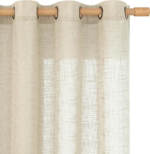 Miniatura 9 de LAMIT Cortinas de lino sintético para dormitorio, paneles filtrantes de luz, cortinas de lino con protección de privacidad con ojales para ventanas