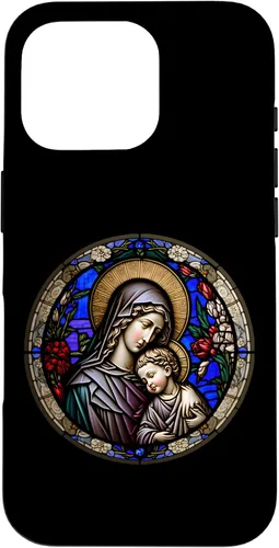 Miniatura 19 de Funda para iPhone 11 Religious Blessed Virgin María y Jesús con diseño de vidrieras