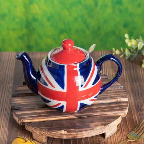 Miniatura 3 de London Pottery Tetera con infusor, cerámica, pintado a mano Union Jack Edición Limitada, 2 tazas (20.3 fl oz)