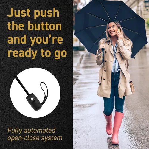 Miniatura 6 de Windproof Travel Umbrellas for Rain - Lightweight, Strong, Compact with & Easy Auto OpenClose Button for Single Hand Use - Double Vented Canopy for