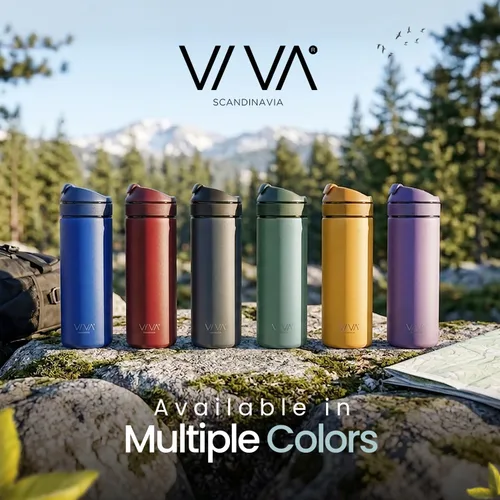 Miniatura 8 de VIVA Recharge - Botella infusor de té, vaso de té de viaje de acero inoxidable aislado de 16 onzas con infusor para hojas sueltas, té y café Azul