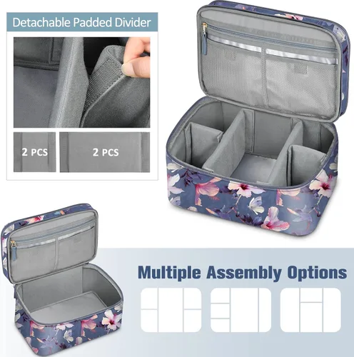 Miniatura 4 de FINPAC Estuche organizador y almacenamiento de accesorios de costura, kits de costura de doble capa con cojín de pasador de muñeca para hilos