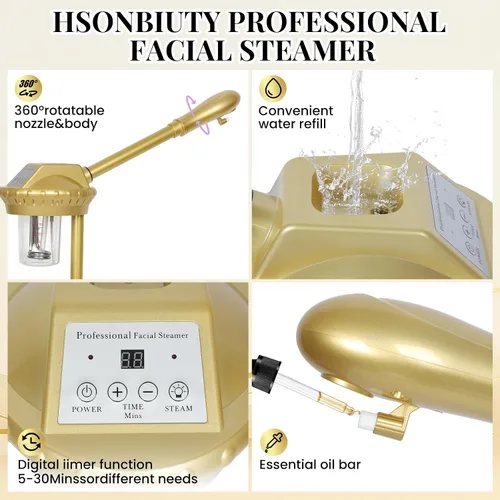 Miniatura 4 de Vaporizador Facial Profesional con Más Vapor para Limpieza Profunda e Hidratación, Vaporizador para Esteticistas sobre Ruedas con Configuración