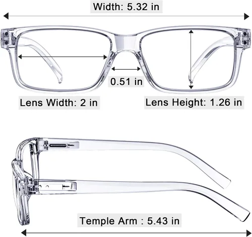 Miniatura 6 de LUR Lentes de lectura (6 unidades, bisagra de resorte, cómodos lectores de plástico (transparente)