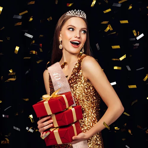 Miniatura 6 de Kit de corona de banda y diamantes de imitación para cumpleaños número 40, regalos de cumpleaños número 40 para mujeres (AB oro rosa)
