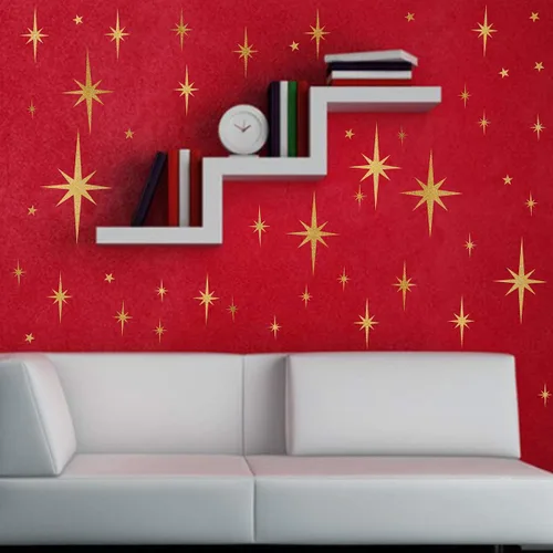 Miniatura 6 de Calcomanías de pared de estrellas para habitación de niñas (116 unidades), calcomanías de pared brillantes para pegar y despegar estrellas, 6