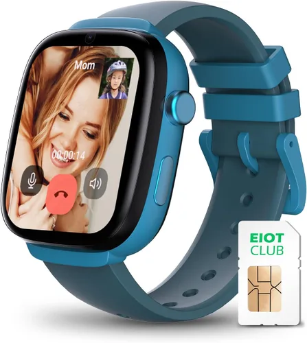 EIOTCLUB Reloj inteligente MX3 para niños, videollamadas 4G LTE y rastreador GPS, modo escolar y zonas seguras, botón SOS y controles parentales,