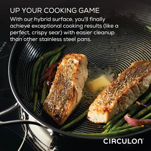 Miniatura 2 de Circulon Clad - Juego de utensilios de cocina, ollas y sartenes de acero inoxidable con tecnología híbrida SteelShield y antiadherente, 11 piezas