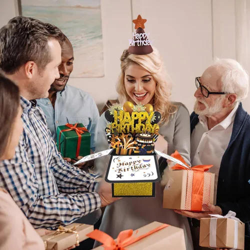 Miniatura 4 de Tarjeta desplegable de feliz cumpleaños para mujeres y hombres, divertida caja de felicitación 3D de cumpleaños con sobres, etiqueta de notas
