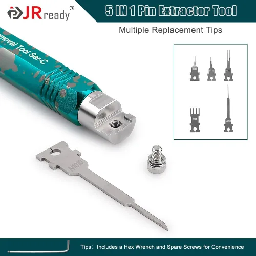 Miniatura 4 de JRready ST5255-05 Kit de herramientas extractoras de pines Herramienta de extracción de terminales con 5 puntas de repuesto para Molex Mini-Fit Jr.