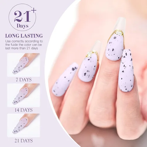 Miniatura 5 de MEET ACROSS Jelly Eggshell - Juego de 6 esmaltes de uñas de gel, color rosa, verde, morado, esmalte de gel agrietado, colección de macarrones