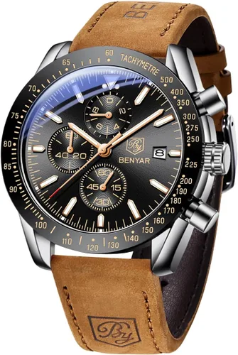 Miniatura 18 de BENYAR Reloj analógico de cuarzo cronógrafo impermeable luminoso de diseñador para hombre, reloj de pulsera para hombre, para negocios, trabajo