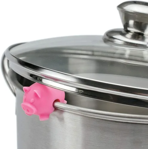 Miniatura 2 de Tovolo - Juego de 3 soportes de tapa de olla de silicona con animales de granja, resistente al calor, a prueba de derrames, gadget de cocina