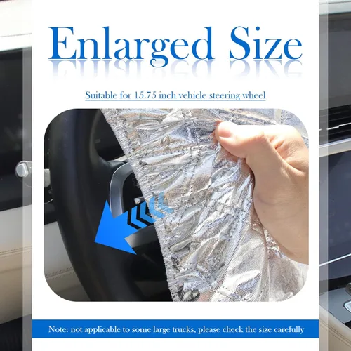 Miniatura 4 de Cubierta de Volante de Coche con Protección Solar, Cubierta de Rueda de Coche de Película de Aluminio para Aislamiento Térmico y Enfriamiento