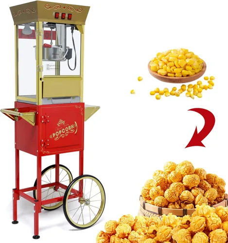 Miniatura 6 de Nostalgia - Máquina para hacer palomitas de maíz con carrito – Carrito profesional con hervidor de 12.5 onzas que hace hasta 20 tazas – Máquina Rojo