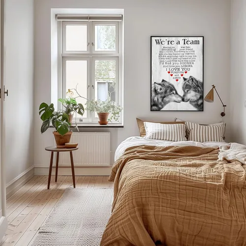 Miniatura 7 de Cuadro de lobo, arte de pared motivacional de lobo, póster inspirador, impresiones en lienzo, pinturas para decoración de pared de pareja