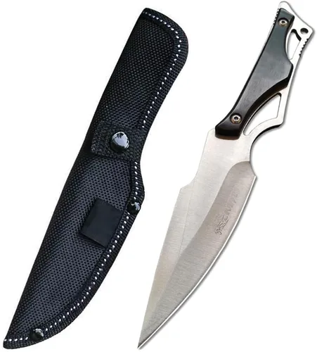 Cuchillo de caza de supervivencia de hoja fija de 8.27 pulgadas con funda de nailon, lazo, ligero, hoja de acero inoxidable 440C, espiga completa,