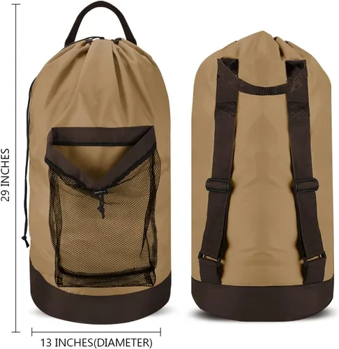 Miniatura 2 de Dalykate Mochila Cesto para Ropa Sucia, Mochila para Lavandería con Correas para el Hombro y Bolsillo de Malla, Bolsa Resistente de Nailon para Ropa