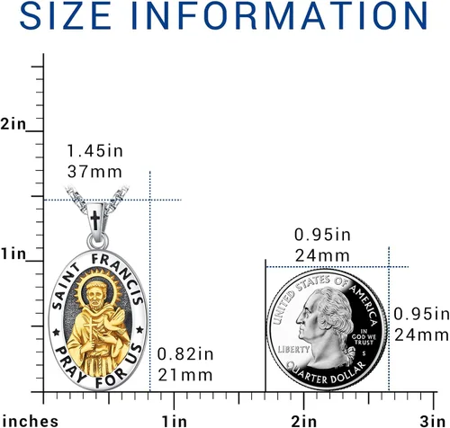 Miniatura 131 de Eusense Saint Necklace Sterling Silver 925 Protection Jewelry for Men Women Patron St Medals Amulet Pendant