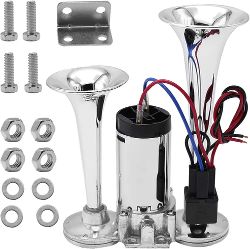 Bocina de tren de 600 DB para camión, bocinas de tren para camionetas, kit de bocina de aire de trompetas dobles de 12 V, altavoz de barco, coche,