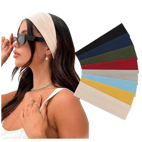 Miniatura 21 de DRESHOW 8 unidades de diademas ajustables con nudos antideslizantes elásticas, bandas de pelo de yoga para mujeres y niñas en colores sólidos