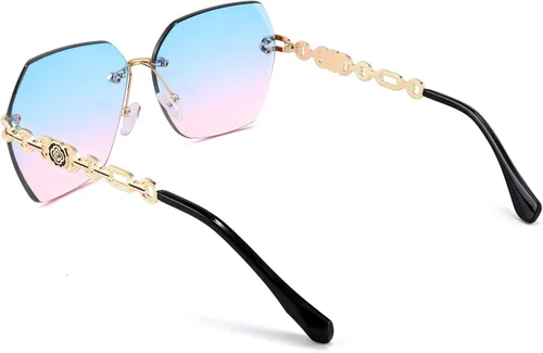 Miniatura 3 de FEISEDY Gafas de sol clásicas sin montura de metal para mujer lentes de sol B2567