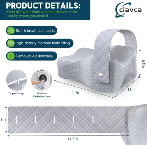 Miniatura 2 de Almohada de rodilla para dormir de lado con alivio del dolor de cadera, almohada de pierna para dormir de lado con correa ajustable, alivio