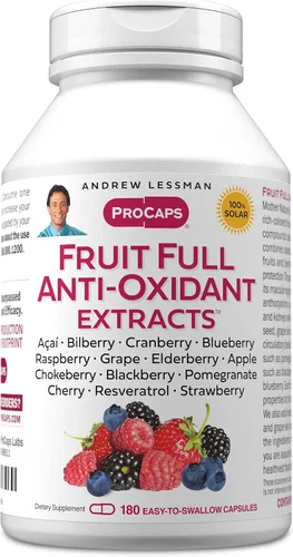 Miniatura 10 de ANDREW LESSMAN Fruta completa extractos antioxidantes 60 cápsulas – 14 extractos naturales de frutas y bayas. Arándano, arándano, semilla de uva