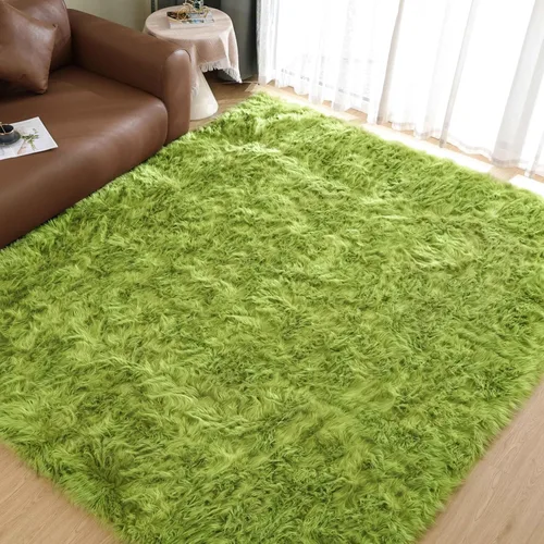 Miniatura 93 de Goolela Alfombra esponjosa de piel sintética de oveja sintética de 4 x 6 pies, color gris, para dormitorio, mesita de noche, alfombra suave de felpa