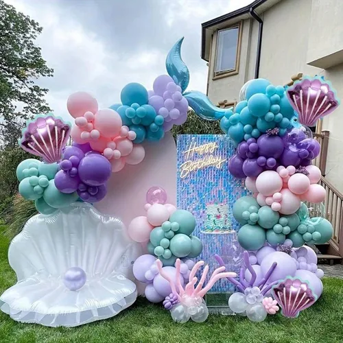 Miniatura 4 de Kit de arco de globos azules y verdes, kit de arco de guirnalda de globos azul marino y verde oscuro con globos de papel de aluminio de estrella 4D