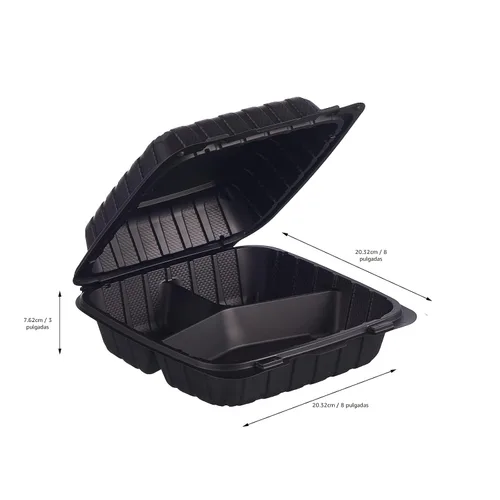 Miniatura 2 de FULING 100 unidades de contenedores desechables de plástico transparente con bisagras para llevar alimentos, 15 cm de ancho, envases desechables