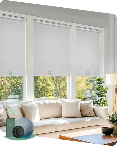 Miniatura 15 de Yoolax - cortinas enrollables motorizadas sin cenefa Vinilo opaco gris claro