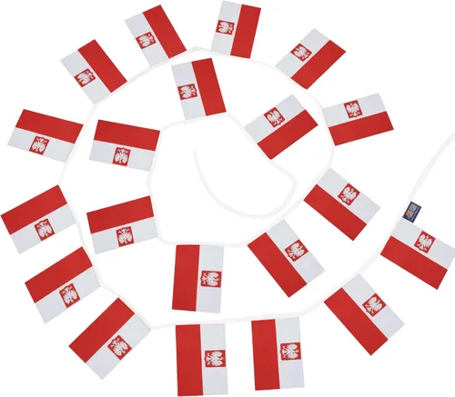 Miniatura 7 de AZ FLAG Polonia con águila 13.1 ft BUNTING Flag 20 banderas 6'' x 4'' - Escudo de armas polaco Banderas de cuerda 3.9 x 5.9 in