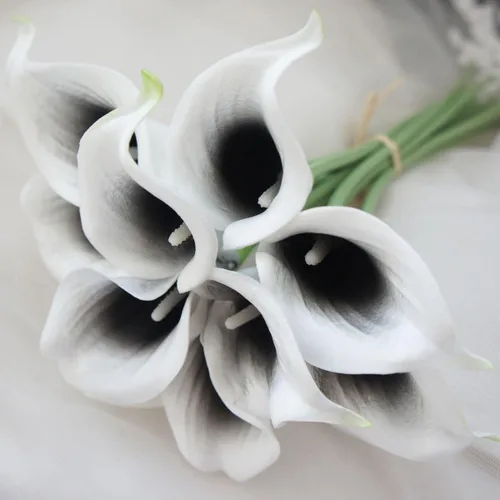 Miniatura 2 de Ramos de flores artificiales de lirio de cala Picasso (negro y blanco)