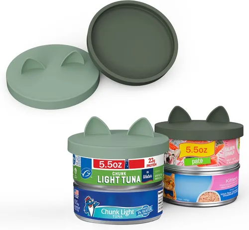 OHMO Paquete de 2 tapas para latas de comida para mascotas (3.3 pulgadas/3.346 in), tapas de silicona para latas de comida para mascotas de 5.5