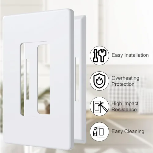 Miniatura 3 de Cubierta de Tomacorriente, Placa de Pared Decorativa sin Tornillos, Cubierta de Enchufe de Interruptor de Luz, Tamaño Estándar de 1-Gang, Blanco