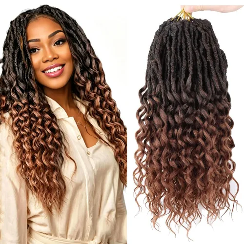 Miniatura 7 de Extensiones de cabello de rizos profundos de 14 pulgadas, 8 paquetes, Rizos tejidos en crochet suaves con puntas rizadas, Rizos de diosa tejidos
