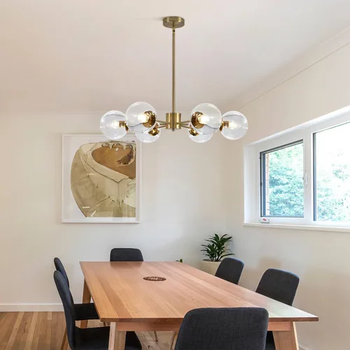 Miniatura 5 de KCO Lighting Modern - Lámpara de araña Sputnik de 6 luces con globo de vidrio transparente, lámpara colgante de techo ajustable de mediados de 6
