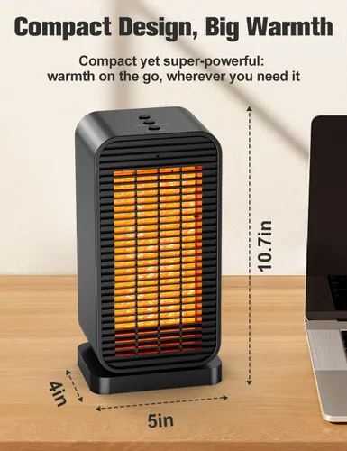Miniatura 9 de BALKO Calentador de espacio, calentadores eléctricos portátiles para uso en interiores con termostato, modo de ventilador, control remoto