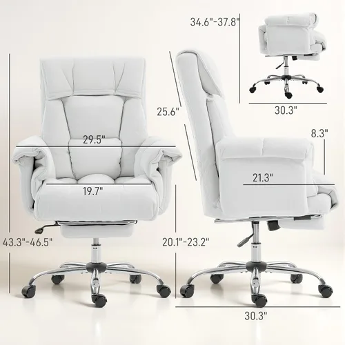 Miniatura 3 de HOMCOM Silla de oficina ejecutiva cómoda con reposapiés, silla giratoria reclinable de escritorio para computadora con respaldo alto plegable, cojín