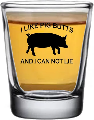 Miniatura 2 de Rogue River Tactical Funny Joke I Like Pig Butts and I Can Not Lie BBQ Shot Glass Regalo para pescador, papá, abuelo o hermano barbacoa