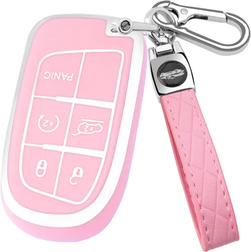Miniatura 14 de XIYANG TRADE Funda para llavero Jeep con llavero, carcasa de TPU suave protección completa para llave inteligente Grand Cherokee Renegade Chrysler